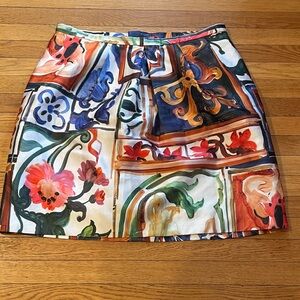 Lee Andersen Artsy Floral Patchwork Skirt L XL Mini Wearable Art Couture